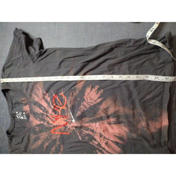 Nike OOAK Women's Grey Orange 🧡 Bleached Tie Dye Logo Athletic Cut Tee Shirt XL - Picture 7 of 7